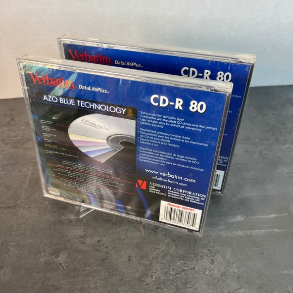 Verbatim DataLifePlus CD-R 80 700MB 1X-16X Speed Premium AZO Blue Tech. 2-Pack - Picture 3 of 4